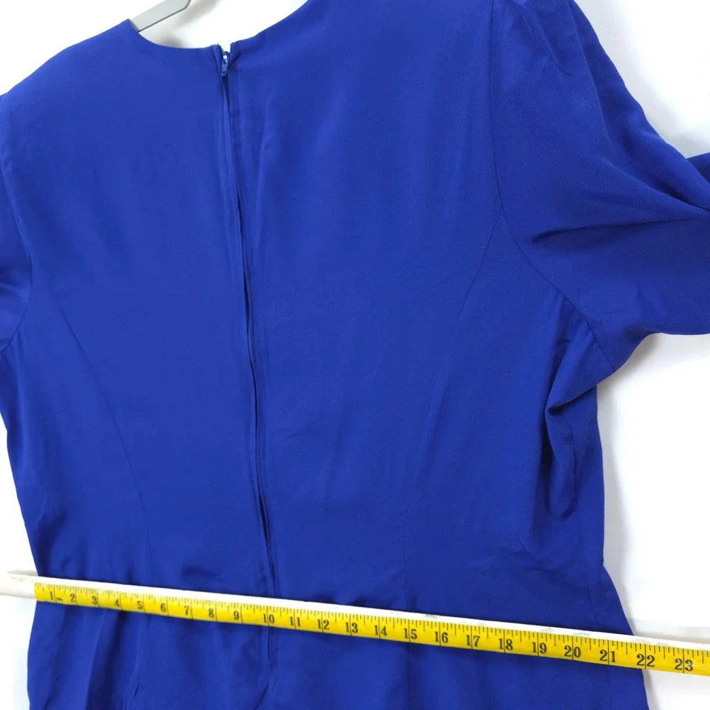 Royal Blue Embroidered Beaded‎ Dress Modest Vtg 90s Women 18 Church Mature